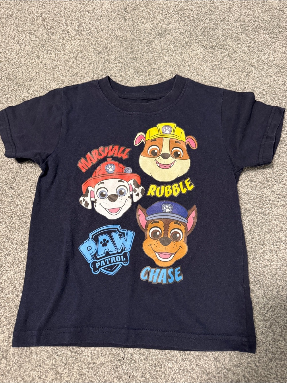Paw Patrol Navy Short-Sleeve Tee with Marshall Rubble Chase Graphics